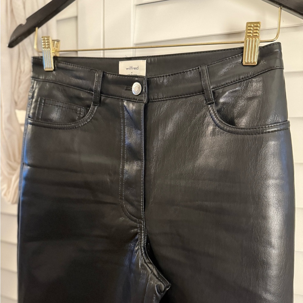 Wilfred Glossy Black ‘The Melina’ Faux Leather Women’s Pants Size 4P